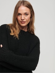 Superdry Black Textured Knit Crew Dress - Image 3 of 5
