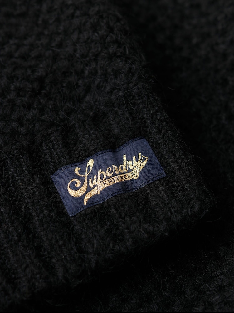 Superdry Black Textured Knit Crew Dress - Image 5 of 5