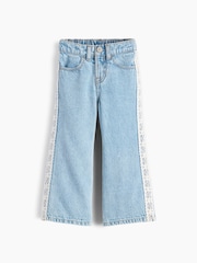 Gap Light Wash Lace-Trim Stride Wide-Leg Jeans (6mths-5yrs) - Image 1 of 2