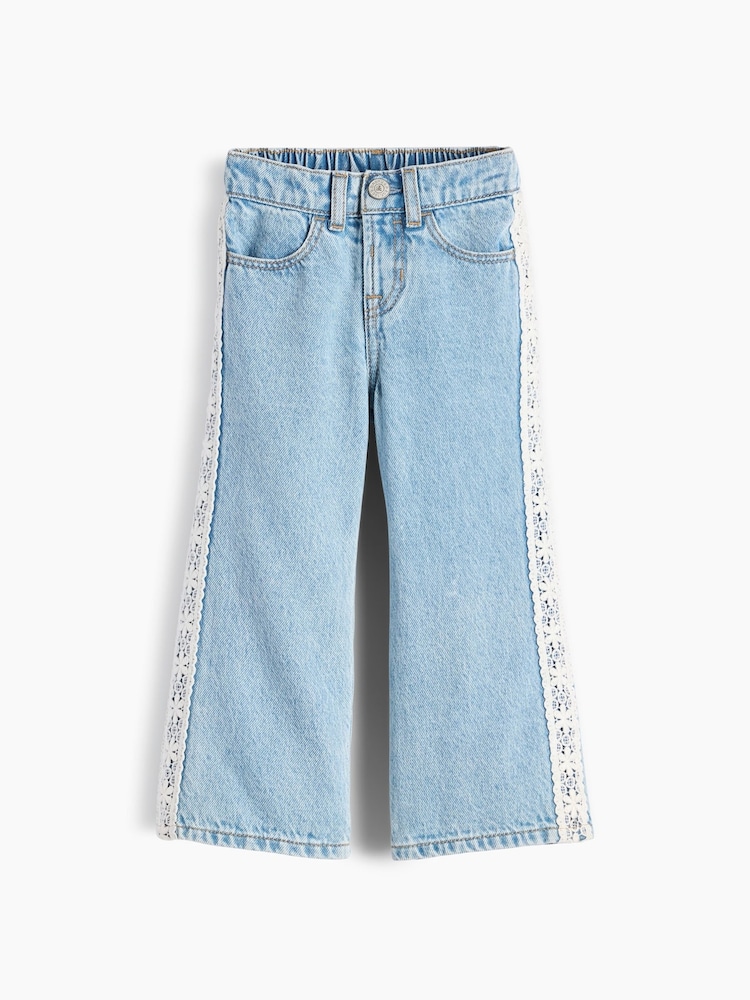 Gap Light Wash Lace-Trim Stride Wide-Leg Jeans (6mths-5yrs) - Image 1 of 2 Gap Light Wash Lace-Trim Stride Wide-Leg Jeans (6mths-5yrs) - Image 1 of 2