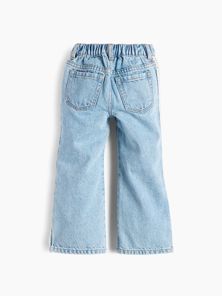 Gap Light Wash Lace-Trim Stride Wide-Leg Jeans (6mths-5yrs) - Image 2 of 2 Gap Light Wash Lace-Trim Stride Wide-Leg Jeans (6mths-5yrs) - Image 2 of 2