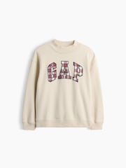 Gap Cream & Check Vintage Soft Oversized Mock Neck Logo Sweatshirt (4-13yrs) - Image 1 of 2
