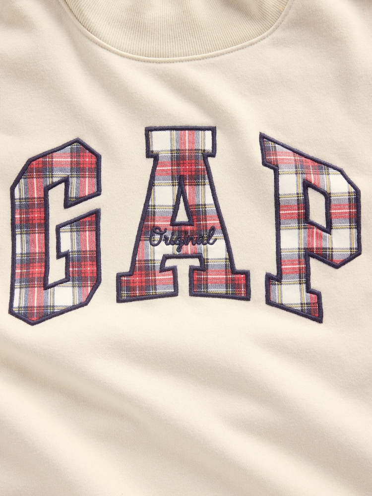 Gap Cream & Check Vintage Soft Oversized Mock Neck Logo Sweatshirt (4-13yrs) - Image 2 of 2 Gap Cream & Check Vintage Soft Oversized Mock Neck Logo Sweatshirt (4-13yrs) - Image 2 of 2