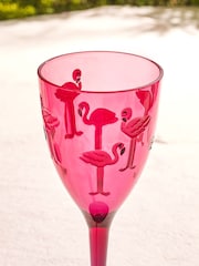 Pink/Purple Flamingo Plastic Picnic Drinkware Set of 4 Wine Glasses - Image 3 of 4