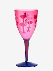 Pink/Purple Flamingo Plastic Picnic Drinkware Set of 4 Wine Glasses - Image 4 of 4