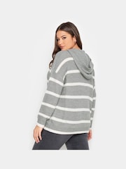 Grau - Yours Curve Gestreifter Kapuzenpullover - Bild 3 von 5