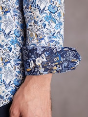 White/Blue Floral Signature Made With Italian Fabric Printed Shirt - Image 4 of 5