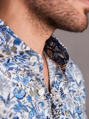 White/Blue Floral Signature Made With Italian Fabric Printed Shirt - Image 5 of 5