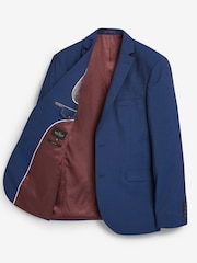 Bright Blue Slim Signature Tollegno Italian Wool Suit Jacket - Image 7 of 8