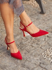 Linzi Red Natalia Open Back Stiletto Court Heels - Image 1 of 5