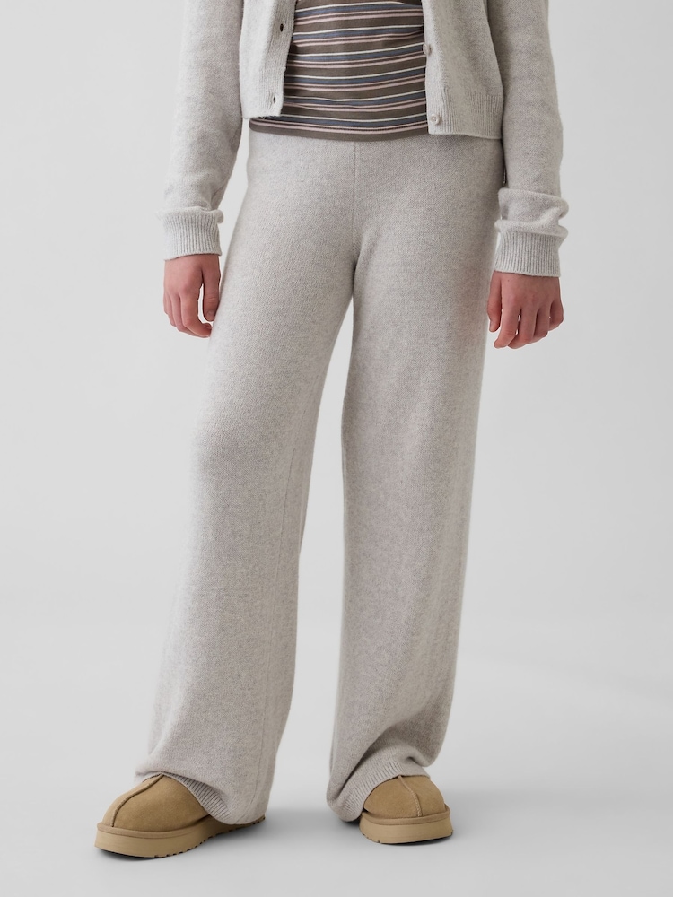 Gap Light Grey CashSoft Wide-Leg Knitted Trousers (4-13yrs) - Image 1 of 5 Gap Light Grey CashSoft Wide-Leg Knitted Trousers (4-13yrs) - Image 1 of 5
