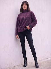 Roman Purple Sherpa Zip Neck Fleece - Image 2 of 4