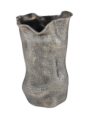 Libra Interiors Antique Brass Gold Molten Weave Small Vase - Image 3 of 7