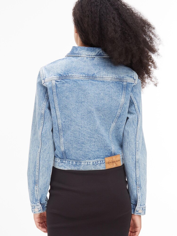 Calvin Klein Jeans Blue Cropped 90S Denim Jacket - Image 2 of 5