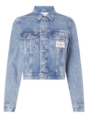 Calvin Klein Jeans Blue Cropped 90S Denim Jacket - Image 4 of 5