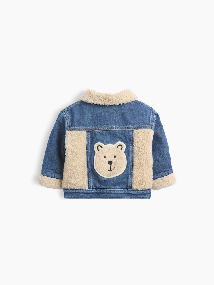 Gap Mid Wash Sherpa Bear Icon Denim Jacket (3-24mths) - Image 2 of 2 Gap Mid Wash Sherpa Bear Icon Denim Jacket (3-24mths) - Image 2 of 2