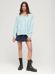 Blau - Superdry Oversize-Pullover mit V-Ausschnitt - Bild 3 von 5