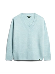 Blau - Superdry Oversize-Pullover mit V-Ausschnitt - Bild 4 von 5