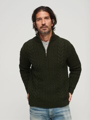Superdry Green Vintage Jacob Henley Jumper - Image 1 of 6