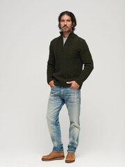 Superdry Green Vintage Jacob Henley Jumper - Image 2 of 6