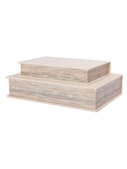 Libra Interiors Set of 2 Beige Cream Book Boxes - Image 4 of 6