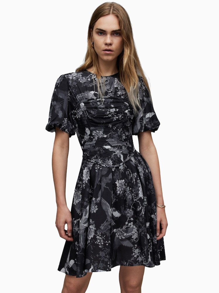 AllSaints Black Ali Peggy Dress - Image 1 of 6 AllSaints Black Ali Peggy Dress - Image 1 of 6
