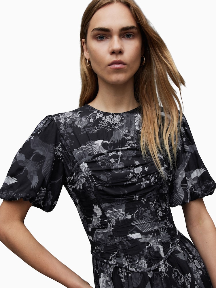 AllSaints Black Ali Peggy Dress - Image 2 of 6 AllSaints Black Ali Peggy Dress - Image 2 of 6