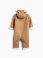 Gap Brown Fauz Suede Sherpa-Lined Hooded One-Piece (3-24mths) - Image 2 of 3