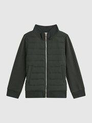 Reiss Forest Green Flintoff Senior Funnel Neck Quilted Hybrid Jacket - Image 2 of 6