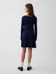 Gap Navy Pointelle Rib Long Sleeve Dress (4-13yrs) - Image 2 of 5