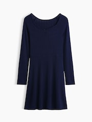 Gap Navy Pointelle Rib Long Sleeve Dress (4-13yrs) - Image 4 of 5