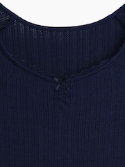 Gap Navy Pointelle Rib Long Sleeve Dress (4-13yrs) - Image 5 of 5