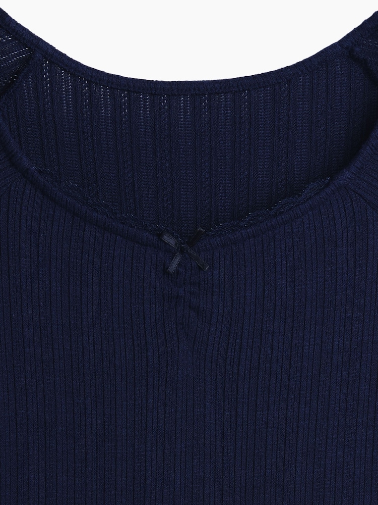 Gap Navy Pointelle Rib Long Sleeve Dress (4-13yrs) - Image 5 of 5