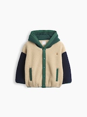 Gap Beige Colourblock Hooded Sherpa Jacket (6mths-5yrs) - Image 1 of 2
