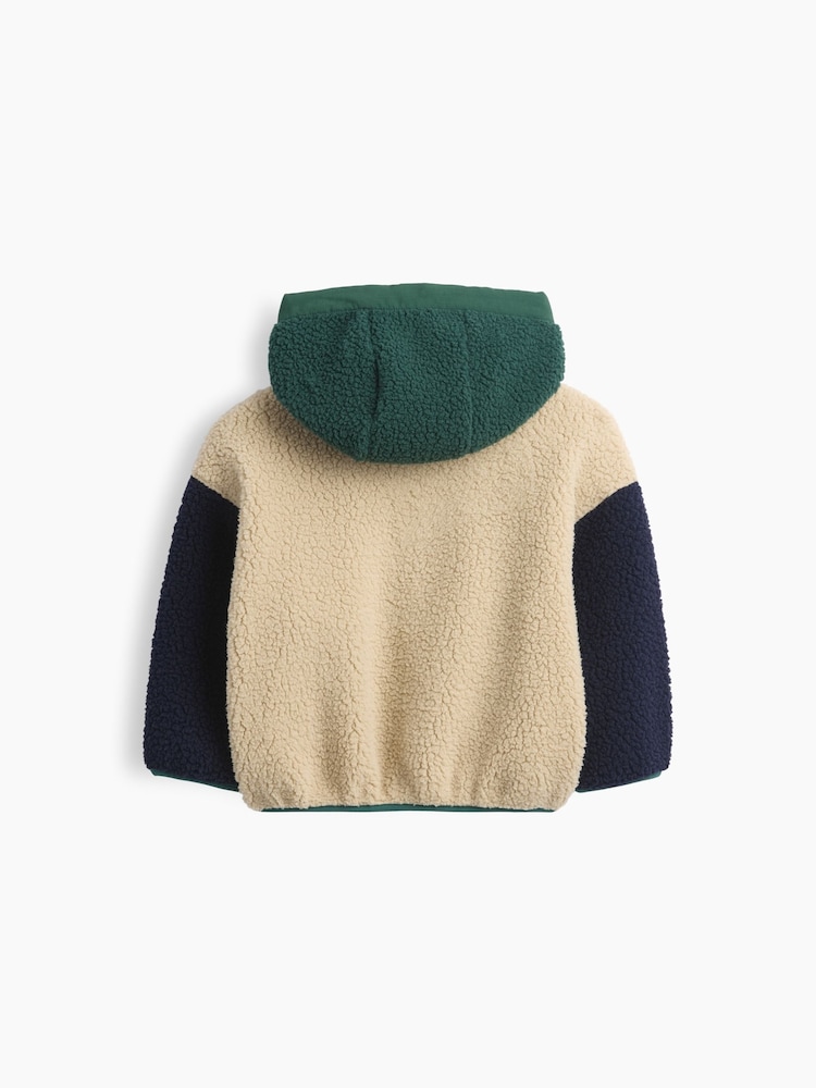 Gap Beige Colourblock Hooded Sherpa Jacket (6mths-5yrs) - Image 2 of 2 Gap Beige Colourblock Hooded Sherpa Jacket (6mths-5yrs) - Image 2 of 2