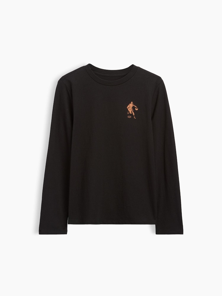 Gap Black Basketball Graphic Long Sleeve T-Shirt (4-13yrs) - Image 1 of 3 Gap Black Basketball Graphic Long Sleeve T-Shirt (4-13yrs) - Image 1 of 3