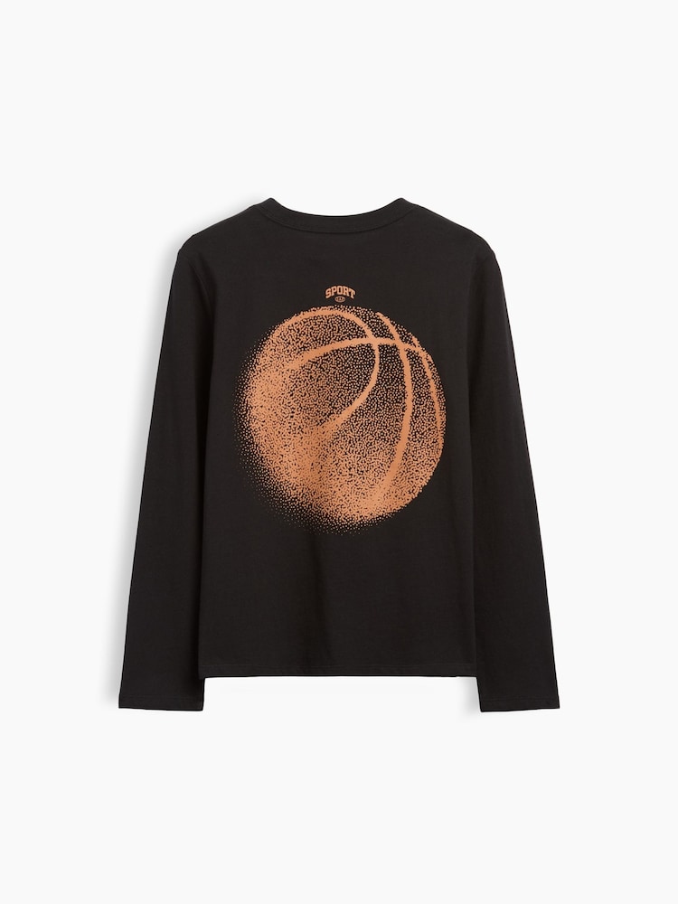 Gap Black Basketball Graphic Long Sleeve T-Shirt (4-13yrs) - Image 2 of 3 Gap Black Basketball Graphic Long Sleeve T-Shirt (4-13yrs) - Image 2 of 3