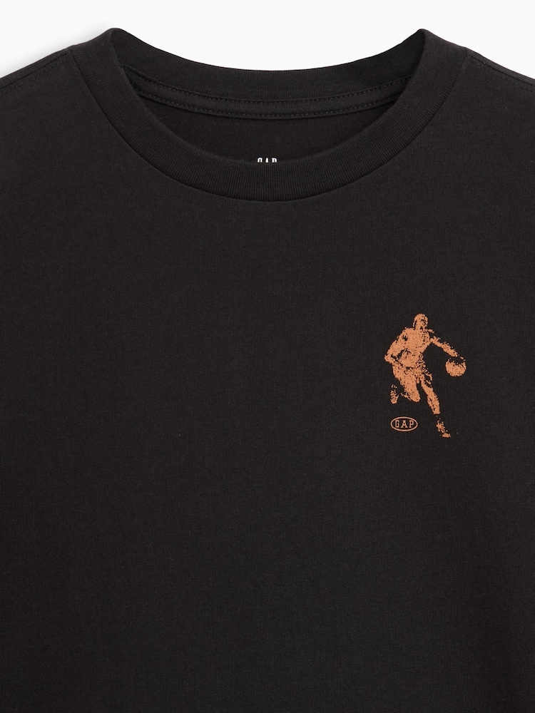 Gap Black Basketball Graphic Long Sleeve T-Shirt (4-13yrs) - Image 3 of 3 Gap Black Basketball Graphic Long Sleeve T-Shirt (4-13yrs) - Image 3 of 3
