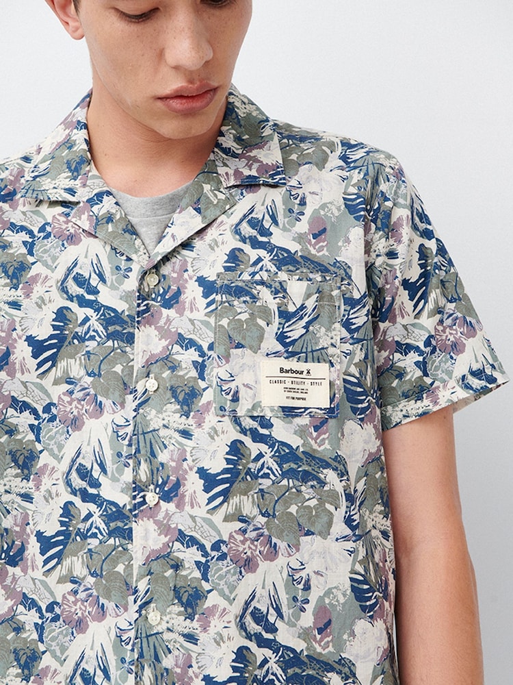 Barbour® Olive Green Hindle Printed Short Sleeve Shirt - Image 1 of 5