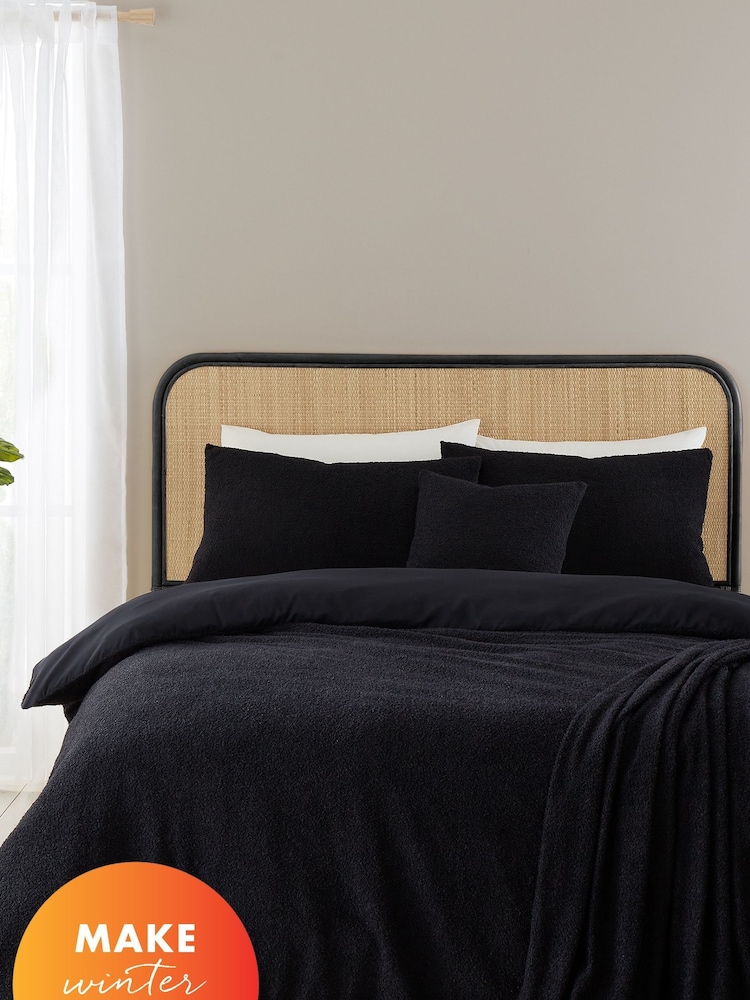 Catherine Lansfield Black Cosy Textured Soft and Warm Duvet Cover Set - Image 1 of 4