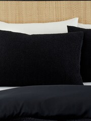 Catherine Lansfield Black Cosy Textured Soft and Warm Duvet Cover Set - Image 2 of 4
