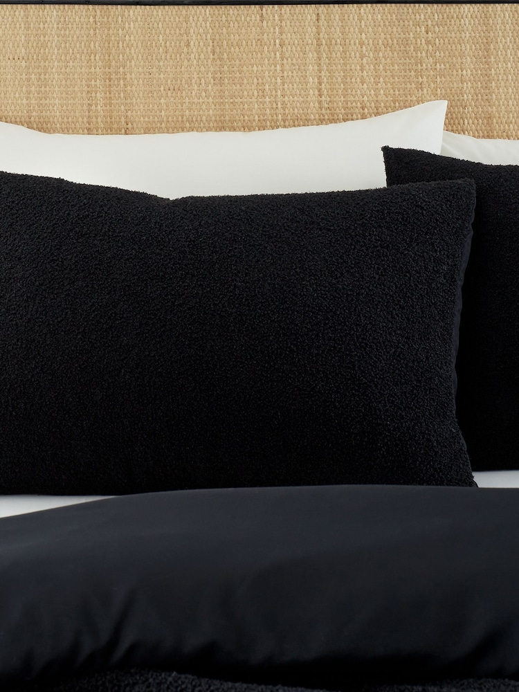 Catherine Lansfield Black Cosy Textured Soft and Warm Duvet Cover Set - Image 2 of 4