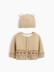 Gap Brown Brannan Bear Sherpa-Lined Cardigan Set (3-24mths) - Image 1 of 2