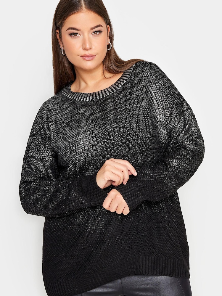 Yours Curve Black Dark True Knitwear Jumper - Image 1 of 1