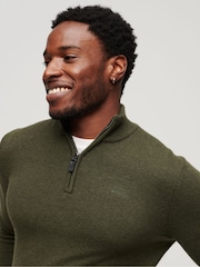 Superdry Green Essential Embroided Knitwear Henley Jumper - Image 3 of 4