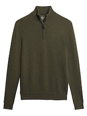 Superdry Green Essential Embroided Knitwear Henley Jumper - Image 4 of 4