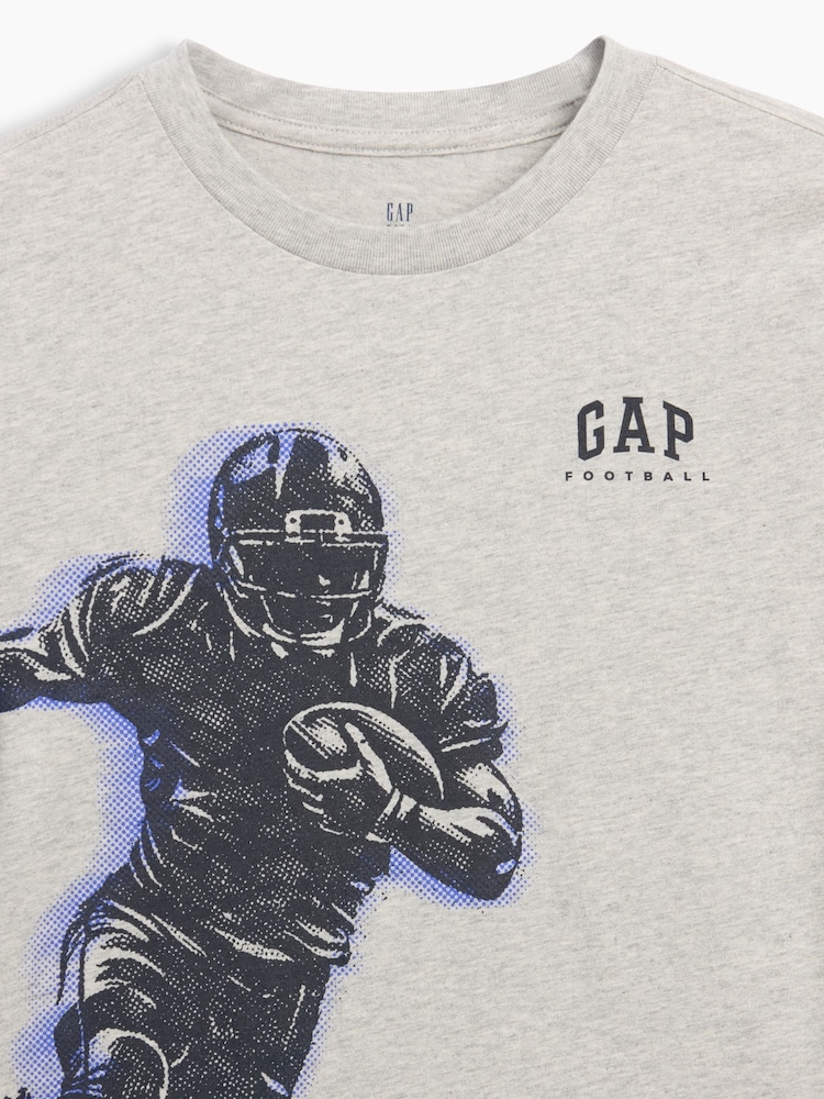 Gap Grey American Football Graphic Long Sleeve T-Shirt (4-13yrs) - Image 3 of 3 Gap Grey American Football Graphic Long Sleeve T-Shirt (4-13yrs) - Image 3 of 3