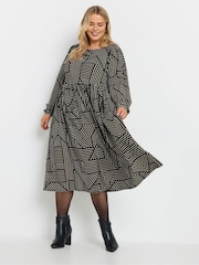 Yours Curve Black Textured Midaxi Dress - Image 1 of 4