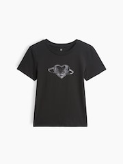 Black Saturn Heart - Gap Graphic īsroku T-krekls (4-13gadi) - Attēls 3 no 3