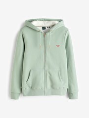 Grün - Superdry Essential Hoodie mit Reißverschluss und Sherpa-Fleece-Futter aus 100 % Baumwolle - Bild 4 von 4
